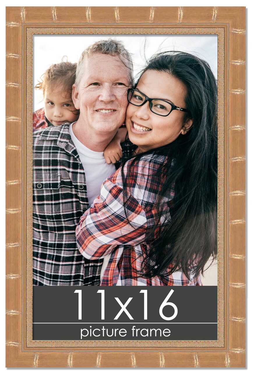 11x16 Modern Bamboo Picture Frame with UV-Resistant Acrylic & Acid Free Backing, Available in 5 Finishes - Gold, Silver, Brown, Black, and Natural
